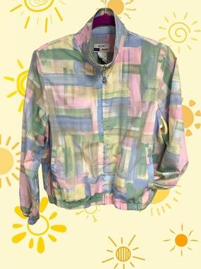 Vintage Koret Sport pastel watercolors windbreaker jacket